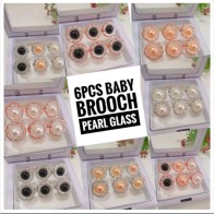 Baby brooch pearl glass 6pcs FREE BOX