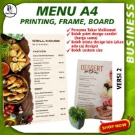 DIY Restaurant Menu Custom Design Printing On Board, Acrylic, Frame Size A4 Versi 2