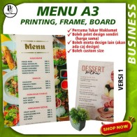 DIY Restaurant Menu Custom Design Printing On Board, Acrylic, Frame Size A3