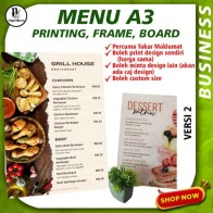 DIY Restaurant Menu Custom Design Printing On Board, Acrylic, Frame Size A3 Version 2