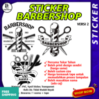 Sticker Barbershop 💥 Sesuai ditampal Pada Cermin, Dinding atau Depan Kedai 💥 Kalis Air & Tahan Lasak V2