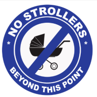 No Strollers Beyond This Point Sign Sticker 💥 Free Add Name 💥 PVC Sticker