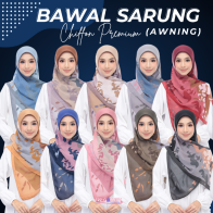 Tudung Bawal Sarung Chiffon Premium Awning Scuba Bidang 45 (ABSTRAK)