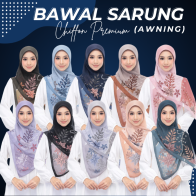 Tudung Bawal Sarung Chiffon Premium Awning Scuba Bidang 45 (BUNGA)