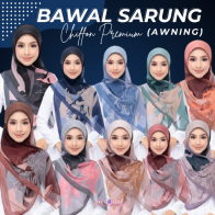 Tudung Bawal Sarung Chiffon Premium Awning Scuba Bidang 45 (ABSTRAK + BUNGA)