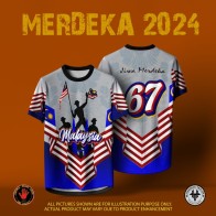 Baju merdeka kelabu dewasa - lengan pendek