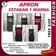 PRINTED APRON WITH CUSTOM DESIGN 💥APRON BERTALI TEBAL, MATERIAL YELLOW LINE 💥 1 WARNA CETAKAN