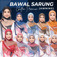 Tudung Bawal Sarung Chiffon Premium Awning Scuba Bidang 45 (ABSTRAK)