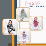 Tudung Bawal Cotton Premium Printed Bidang 45 Square Hijab Bucu Empat