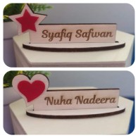 Mini Size Display Table Stand Custom Name Engrave Papan Tanda Nama Ukir Hadiah Guru Pelajar Gift Students